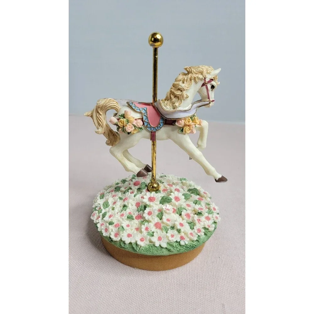 Carousel Horse with Flowers Our America Candle Jar Topper Summertime Fun Memory!
